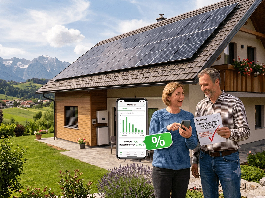 Uporaba sončne elektrarne na strehi hiše